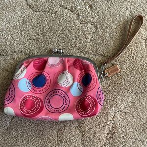 LIKE NEW Coach Signature Circles Pink Wristlet